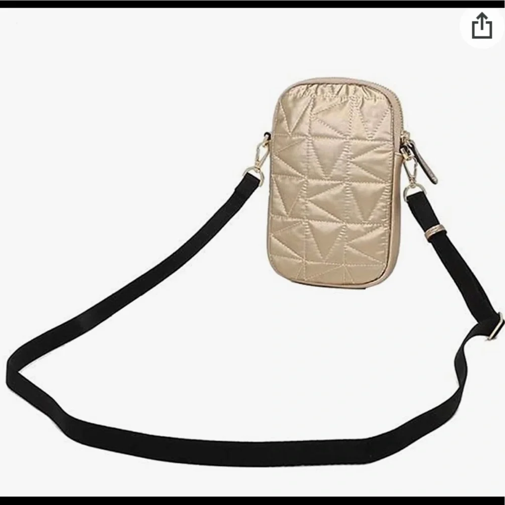 NWOT Michael Kors Winnie Medium Quilted Phone Crossbody Bag In Metallic Gold - Picture 2 of 12